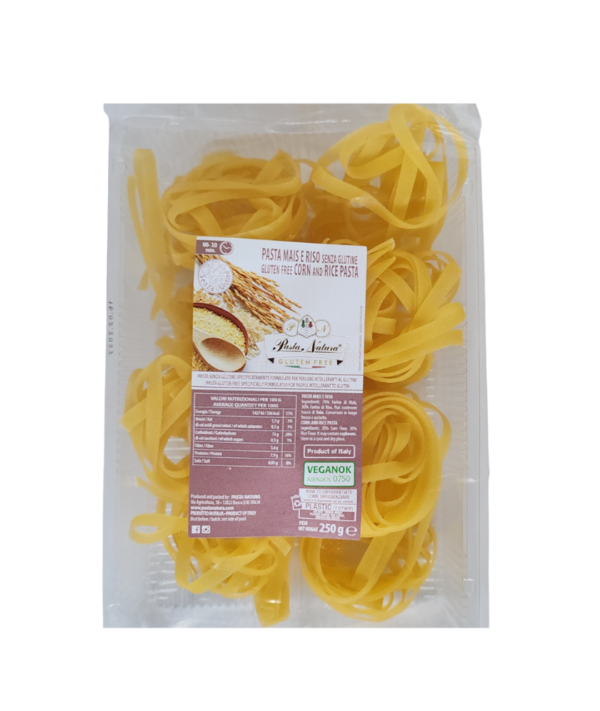 Tagliatelle Italian Pasta made of Corn and Rice Gluten Free Vegan 250 Grams