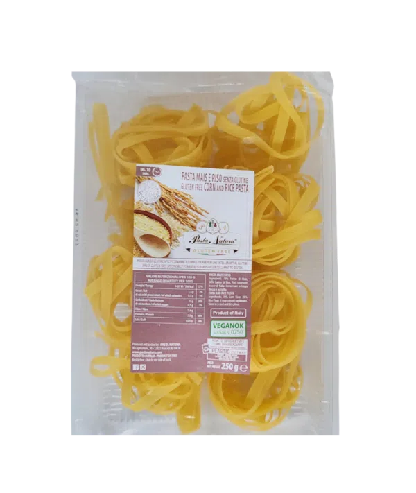 Tagliatelle Italian Pasta made of Corn and Rice Gluten Free Vegan 250 Grams