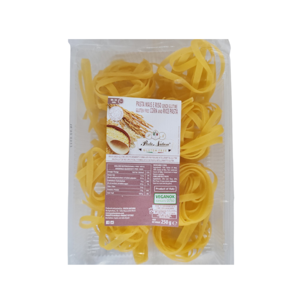 Tagliatelle Italian Pasta made of Corn and Rice Gluten Free Vegan 250 Grams